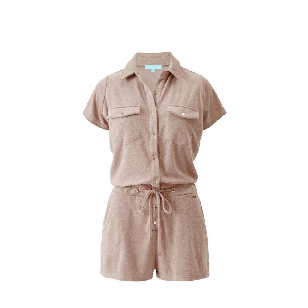 Melissa Odabash Beige Terry Romper Swim Coverup